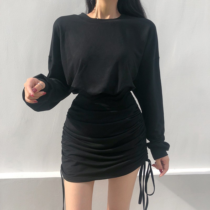 Váy body nữ Elise Dress VBD014 thiết kế dây rút xếp ly, vải nỉ co giãn không xù - Uni By Heart | BigBuy360 - bigbuy360.vn