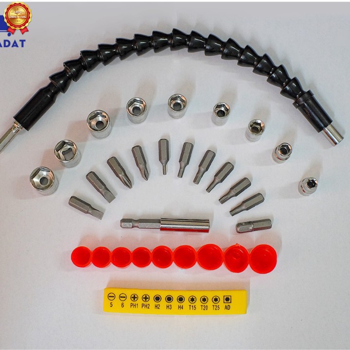 Bộ phụ kiện Vặn Vít Đầy Đủ 22 chi tiết - 10 đầu bắt vít - 9 đầu khẩu - phụ kiện máy khoan - máy bắt vít