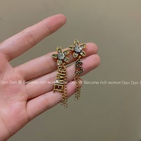 Hoa Tai Kim Cương Phối Tua Rua Thiết Kế Thời Trung Cổ Đại