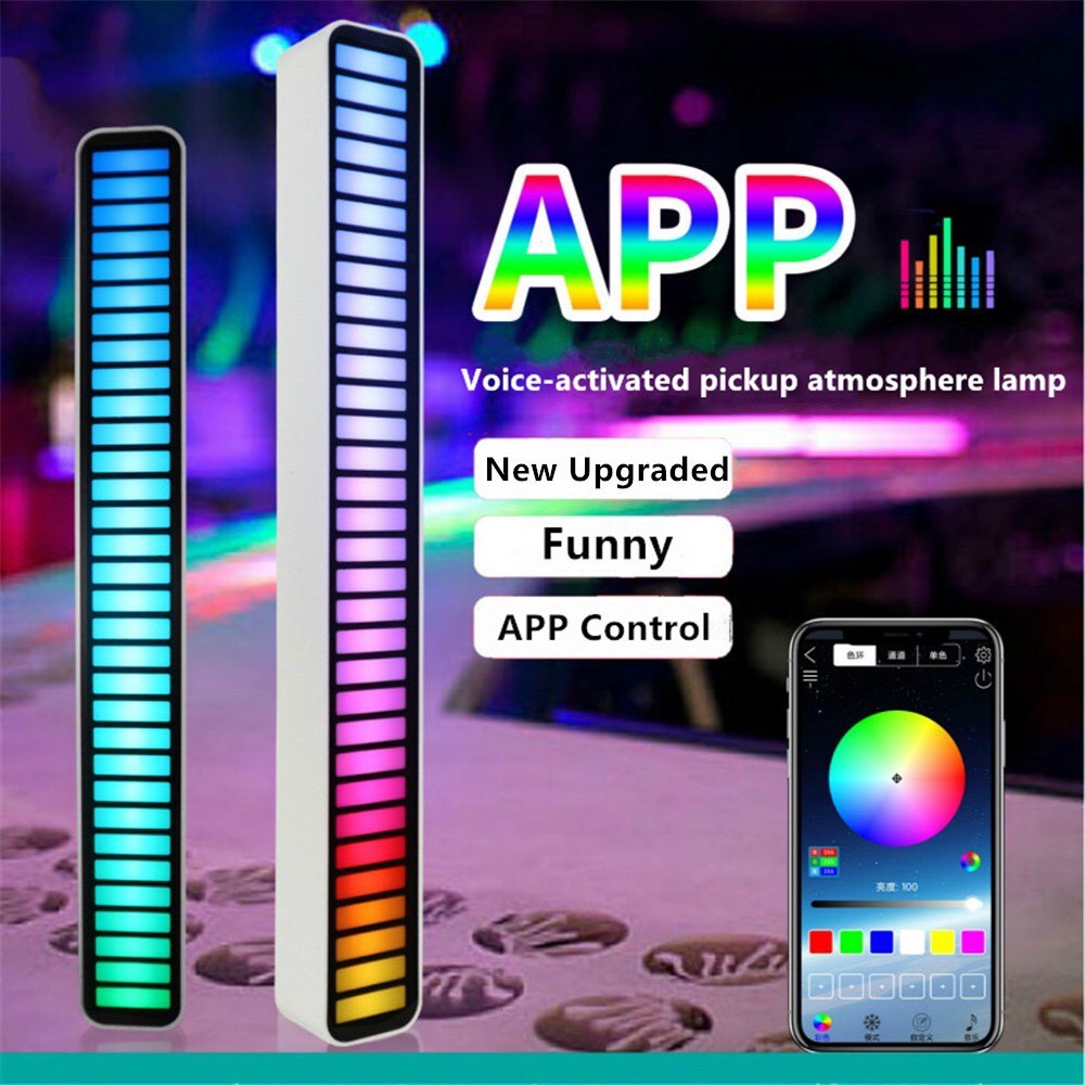 Thanh Đèn Led Rgb Nháy Theo Nhạc,Cảm Biến Âm Thanh ,Chất Liệu Kim Loại Và  ABS,Có Thể Điều Khiển Bằng APP
