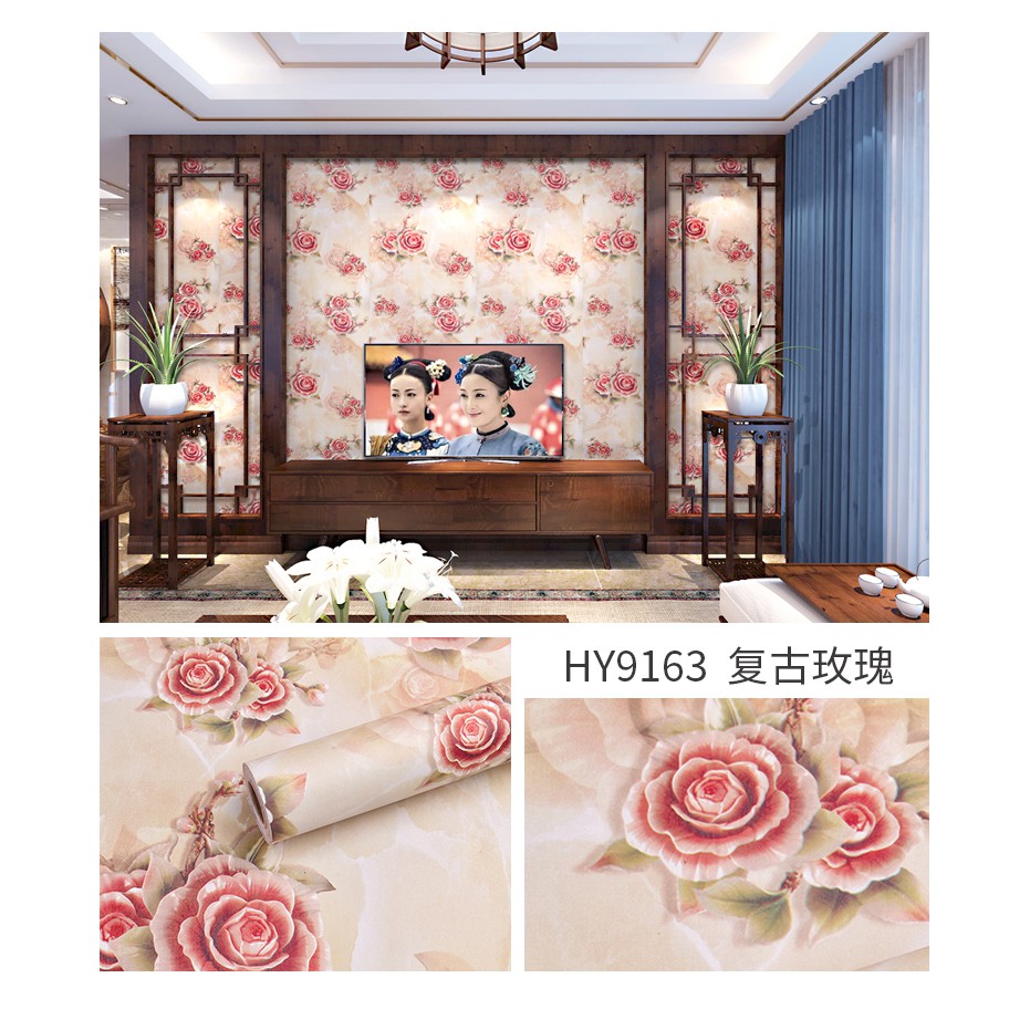 Giấy Dán Tường Hoa Hồng 3D𝑭𝒓𝒆𝒆𝒔𝒉𝒊𝒑Giấy Decor Phòng Ngủ Có Keo Sẵn Quận 0.45 x 10m