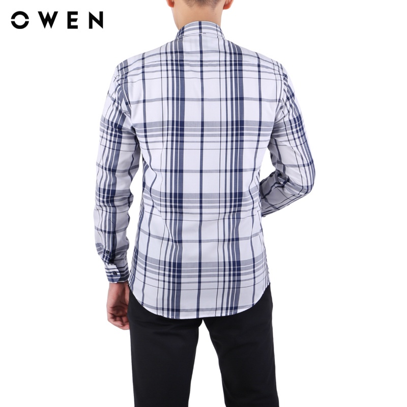 Áo sơ mi Dài tay Owen Bamboo Regular Fit màu Trắng caro - AR23385D