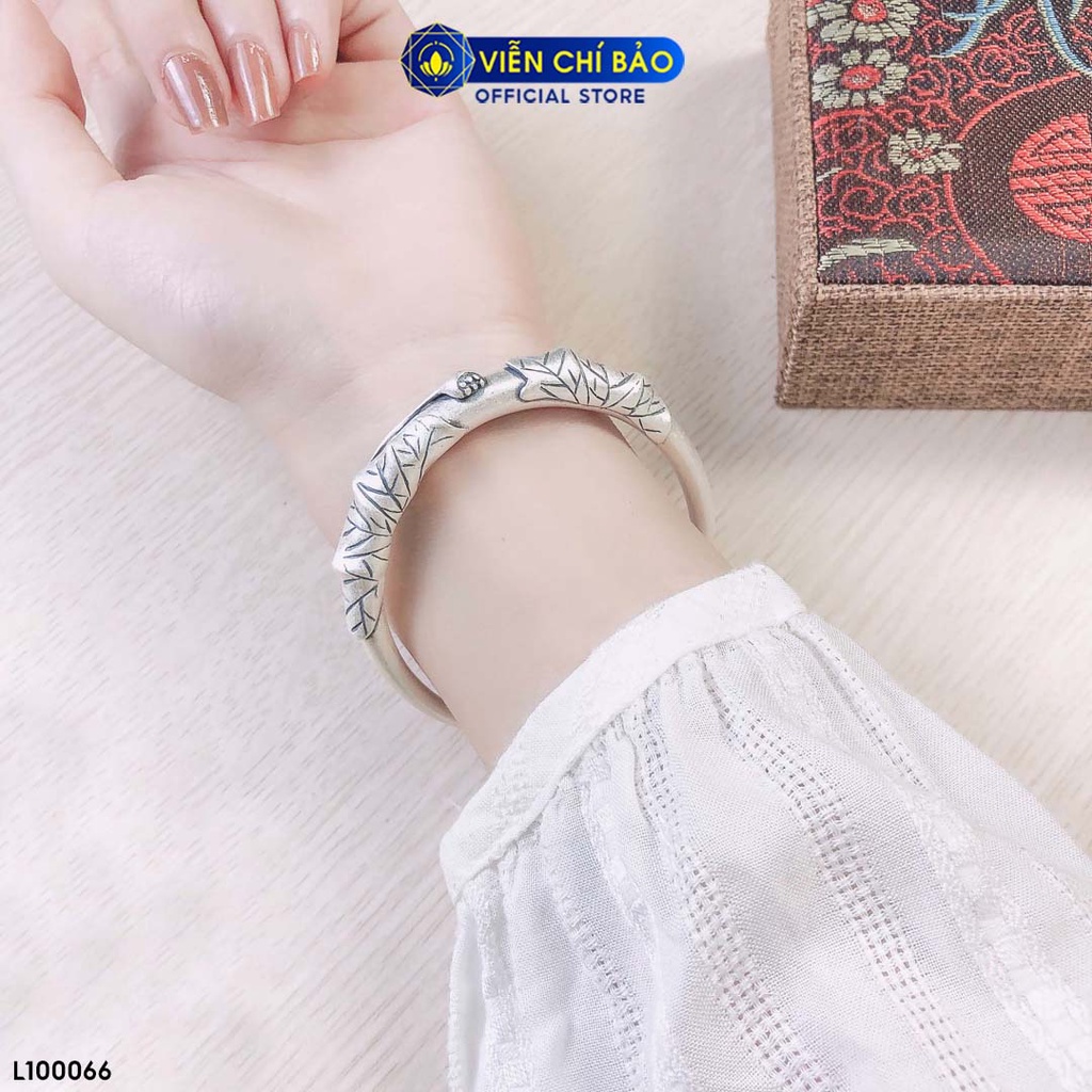 Kiềng tay bạc nữ Hoa sen Diệu Pháp Liên Hoa bạc Thái 925 thời trang phụ kiện trang sức nữ Viễn Chí Bảo L100066