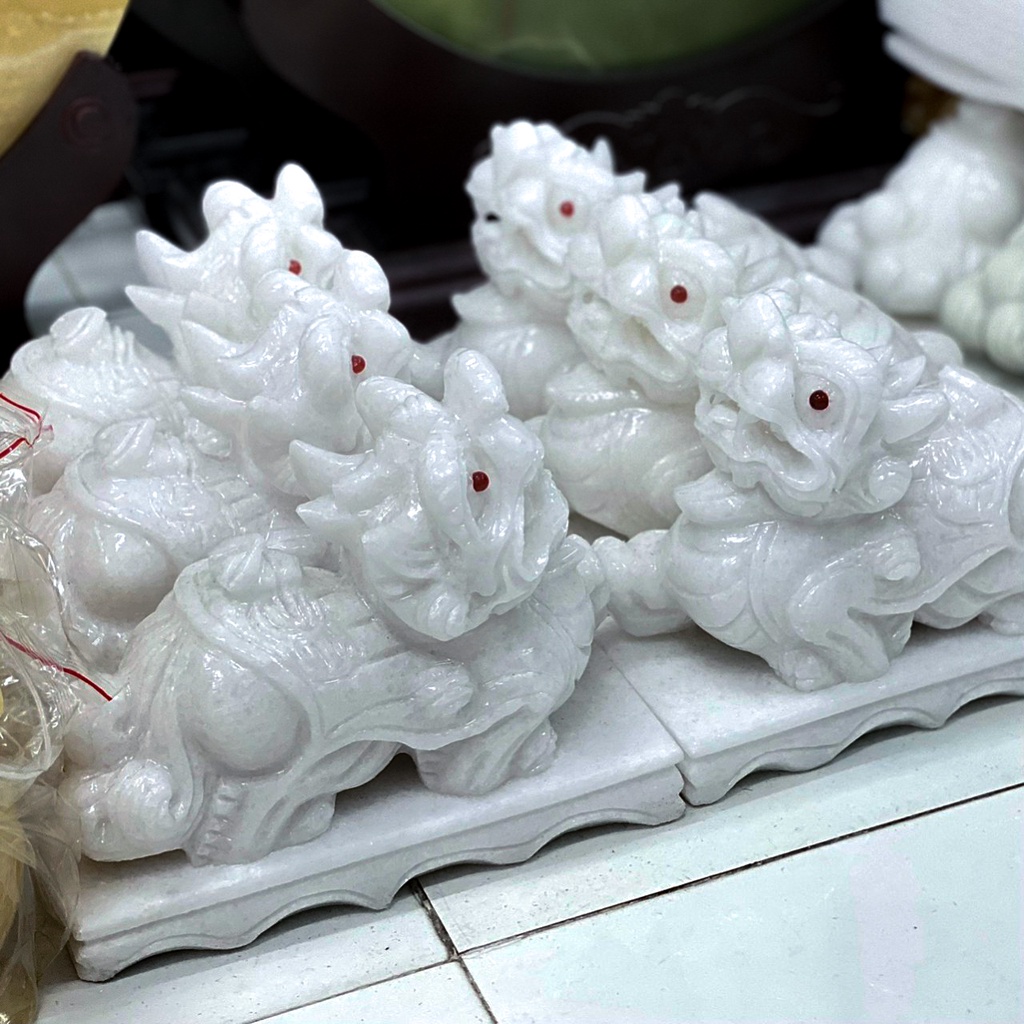 Cặp Tỳ Hưu Phong Thủy Đá Tự Nhiên Dài 20cm - Chạm Khắc rõ nét, Tinh Tế