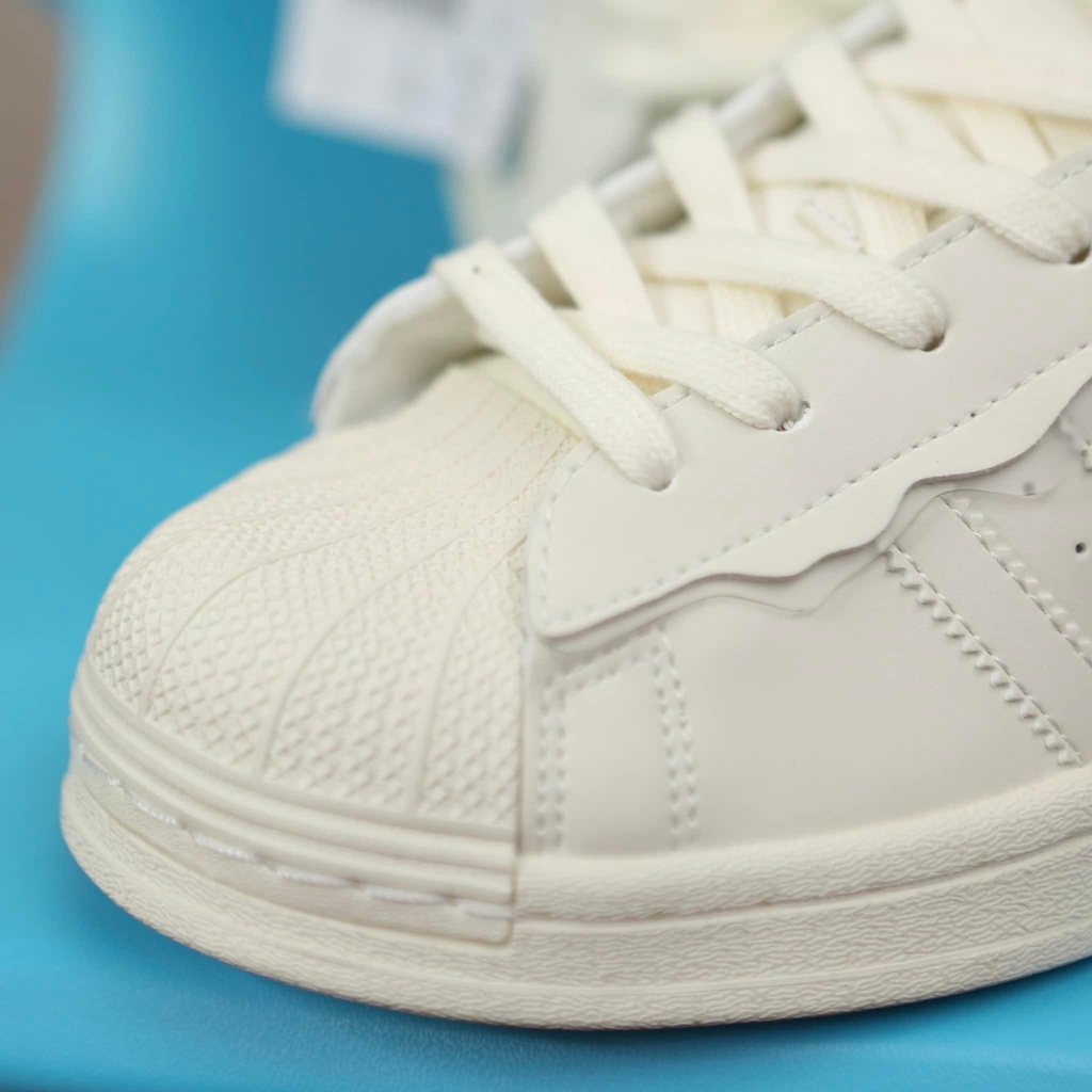 Giày thể thao adidas sò Trắng kem superstar, giầy sneaker 3 sọc màu kem hót trend 2022 bản SC