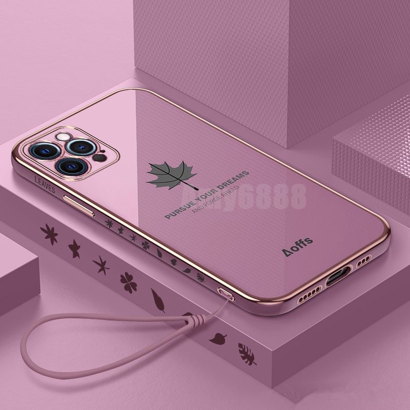 Ốp Điện Thoại TPU Silicon Mềm Mạ Viền Sang Trọng Có Dây Đeo Cho iPhone 14 Pro Max 14 Plus 13 Pro Max