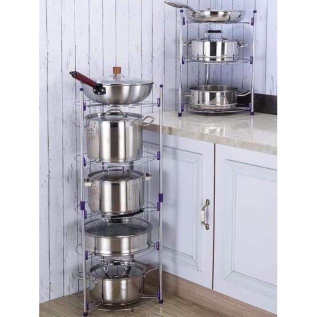 KỆ ĐỂ XOONG NỒI CHẢO 5 TẦNG INOX DÀY DẶN ( tuyển khách sỉ)