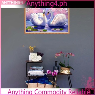 Bộ tranh đính đá tự làm hình hai thiên nga trắng 5D dùng trang trí nhà