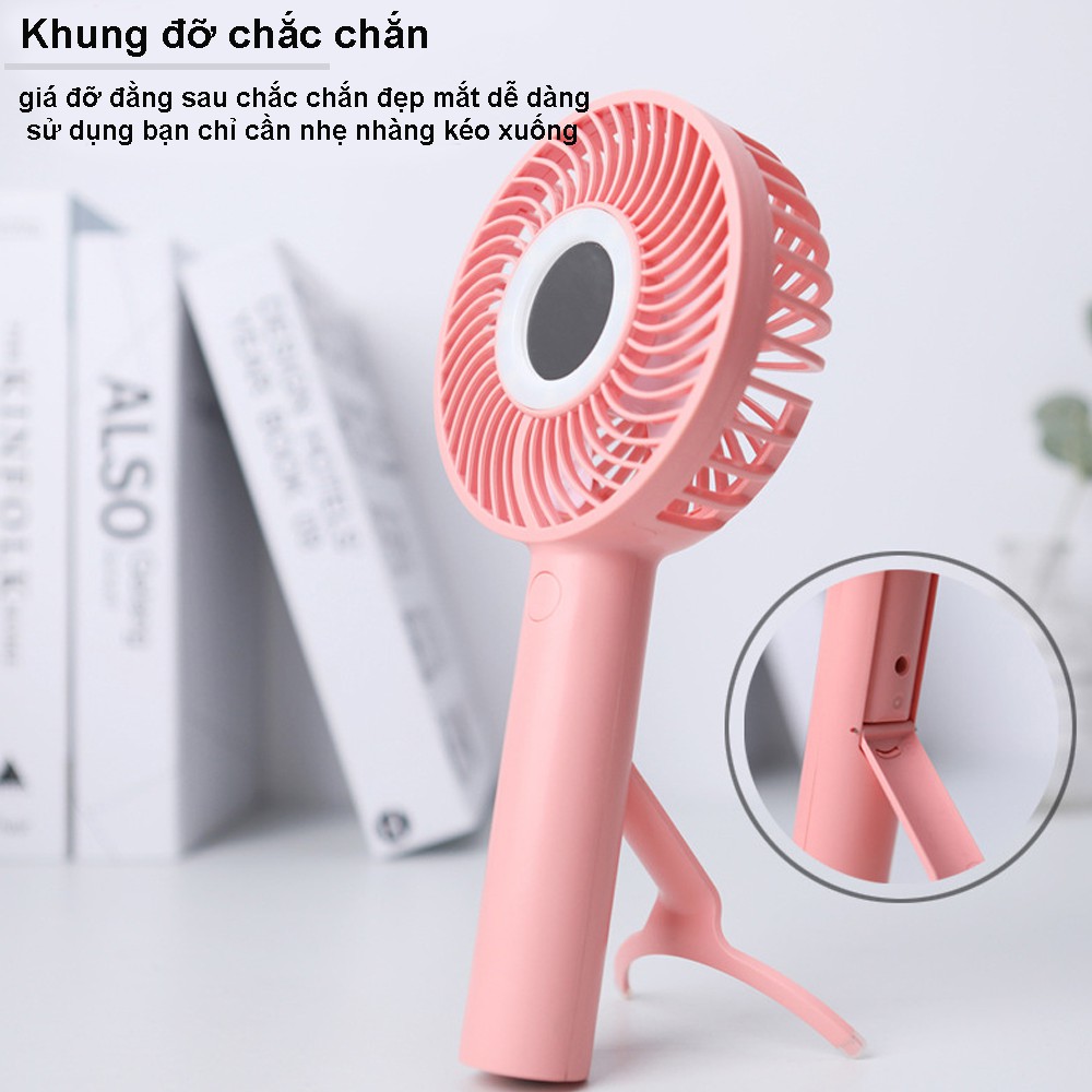 [ GIÁ SẬP SÀN ] QUẠT CẦM TAY MINI KẾT HỢP 4 TÍNH NĂNG ( làm mát, tích điện, soi gương,chiếu sáng )