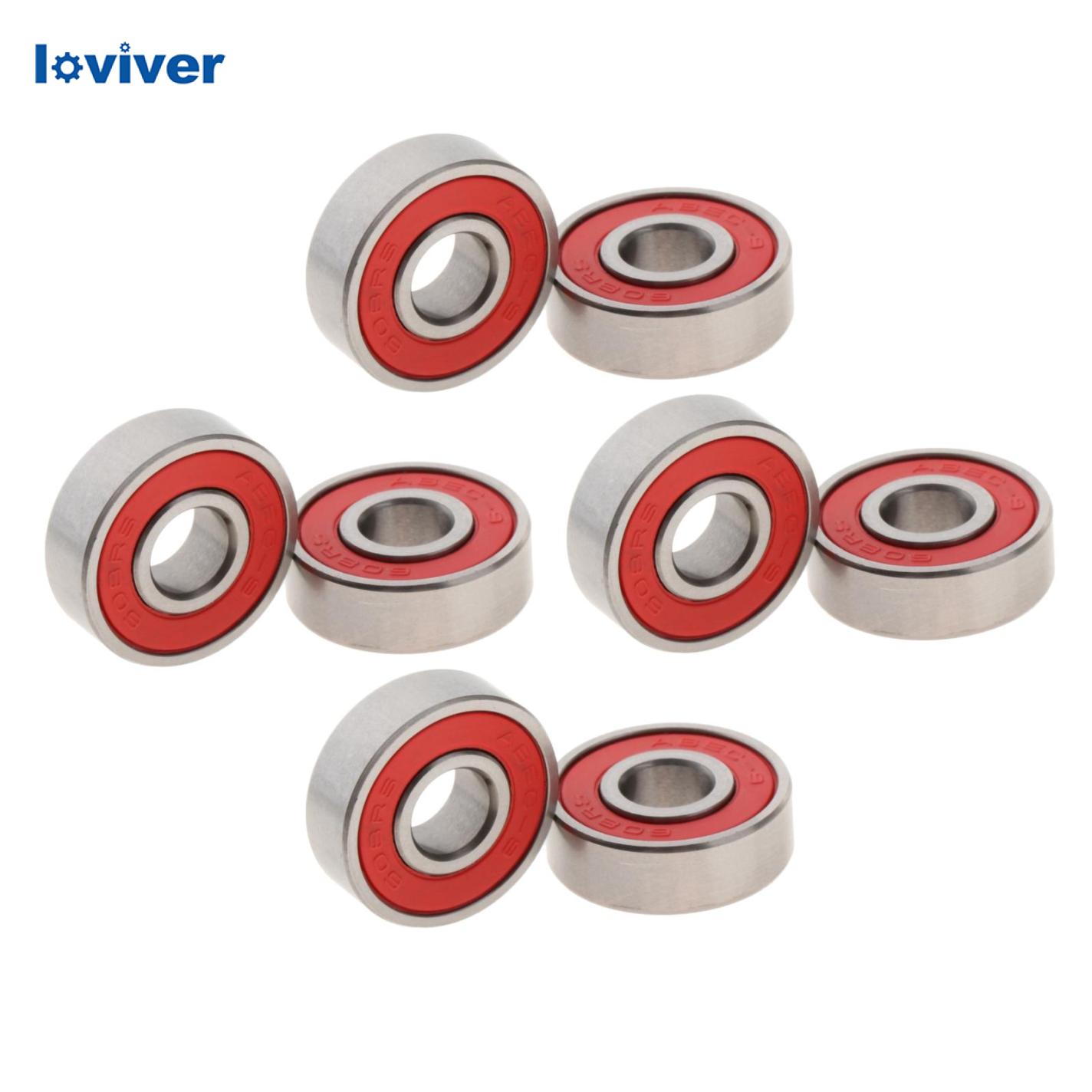 Loviver 8 Pieces ABEC-9 Skateboard Bearing Skates Roller Sealed Maintain Component