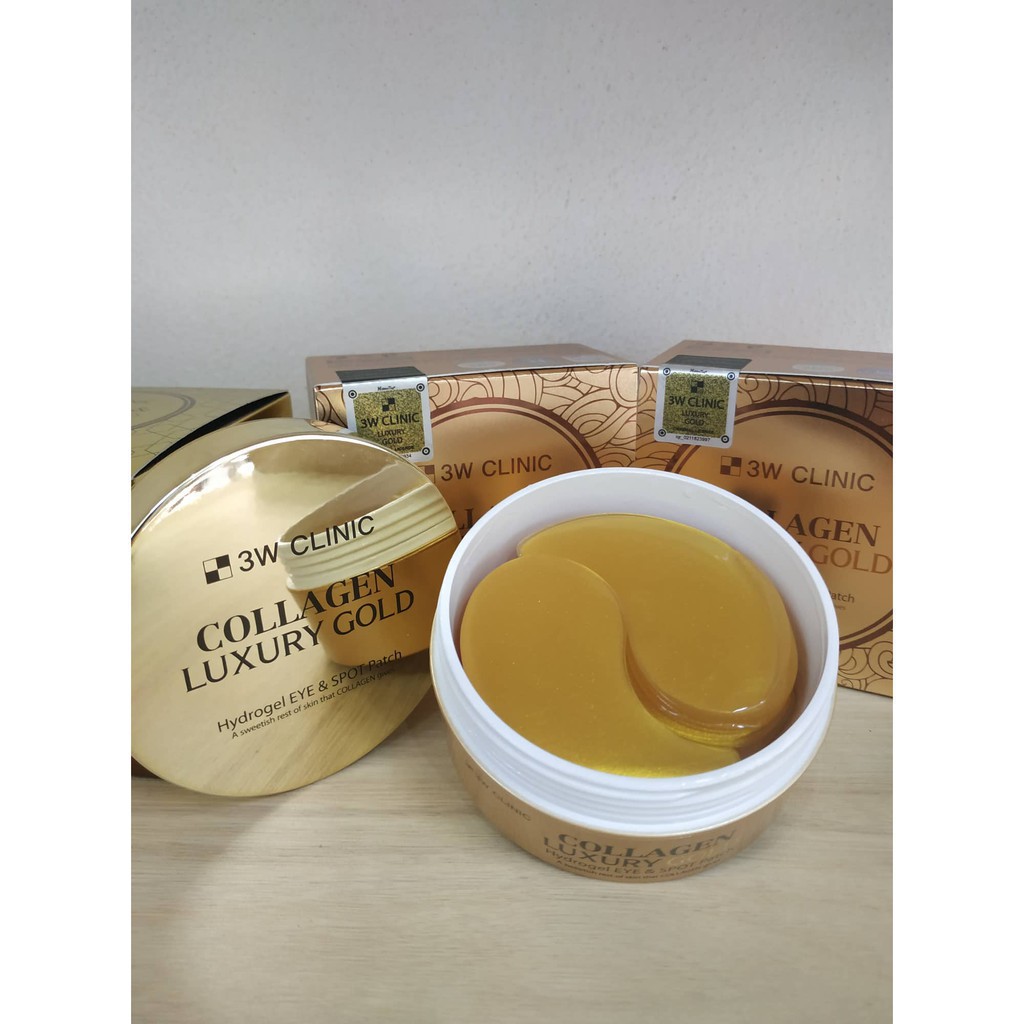Mặt nạ mắt vàng 24k 3W Clinic Collagen Luxury Gold Hydrogel Eye & Spot Patch Mỹ phẩm Mặt nạ vàng 24k hàn quốc chính hãng | BigBuy360 - bigbuy360.vn