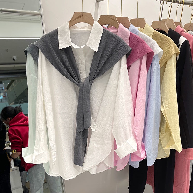 Hàng Có Sẵn Bộ Áo Sơ Mi Hai Mảnh Màu Hồng Kèm Khăn Choàng Thời Trang Châu Âu 2022 Mới Dành Cho Bạn Nữ