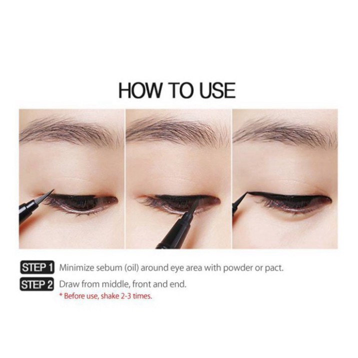 [Auth Hàn] Bút Kẻ Mắt Nước Karadium Không Trôi Waterproof Brush Liner Black Vỏ Trắng - Bút Kẻ Dạ Karadium Hàn Quốc F60