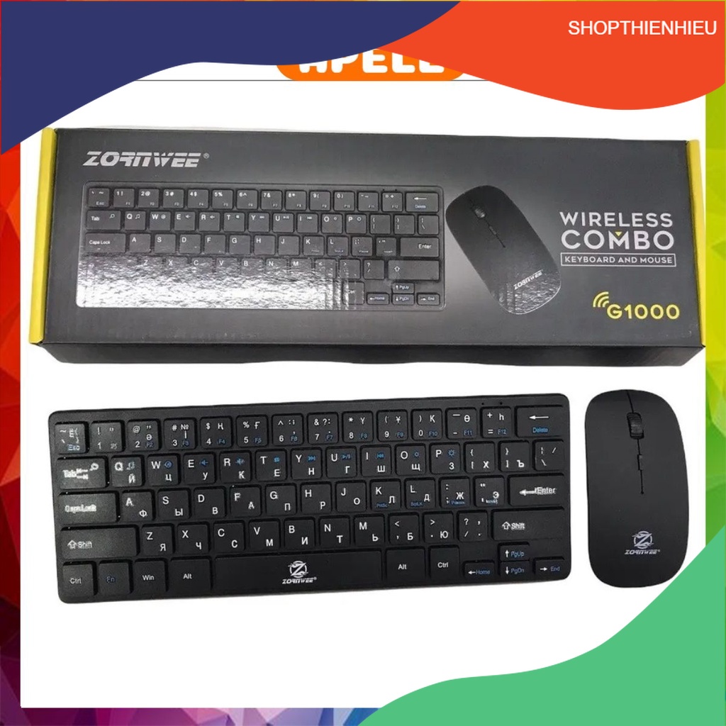 Combo bộ phím chuột mini không dây ZORNWEE G1000 tặng kèm pin