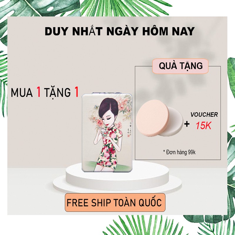 GƯƠNG TRANG ĐIỂM BỎ TÚI MINI,CÔ GÁI TRUNG HOA PHONG CÁCH HOẠT HÌNH THỜI DÂN QUỐC VẼ THỦ CÔNG