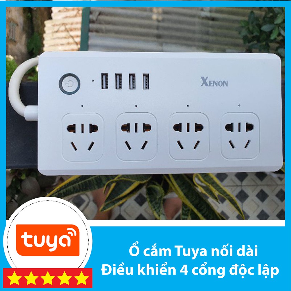 Ổ cắm nối dài Tuya Wifi /Zigbee  - điều khiển 4 cổng độc lập + USB - Hỗ trợ Google Assistant/Alexa