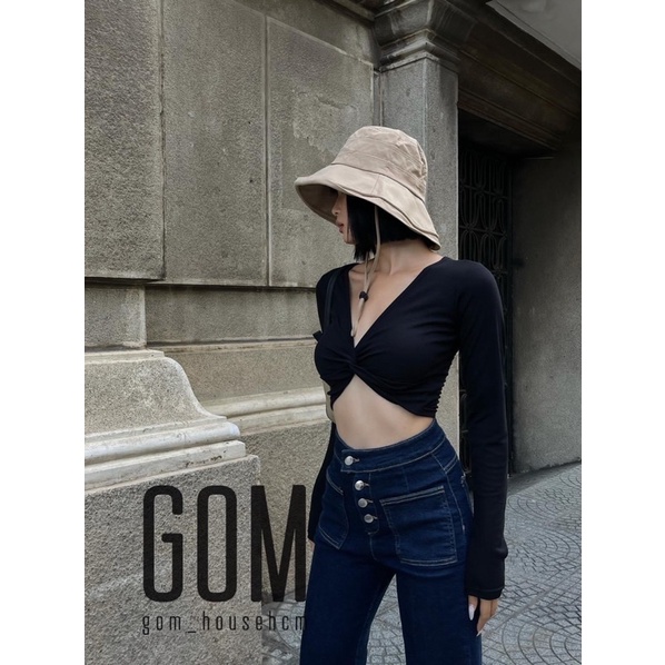 Áo xoắn trước dài tay