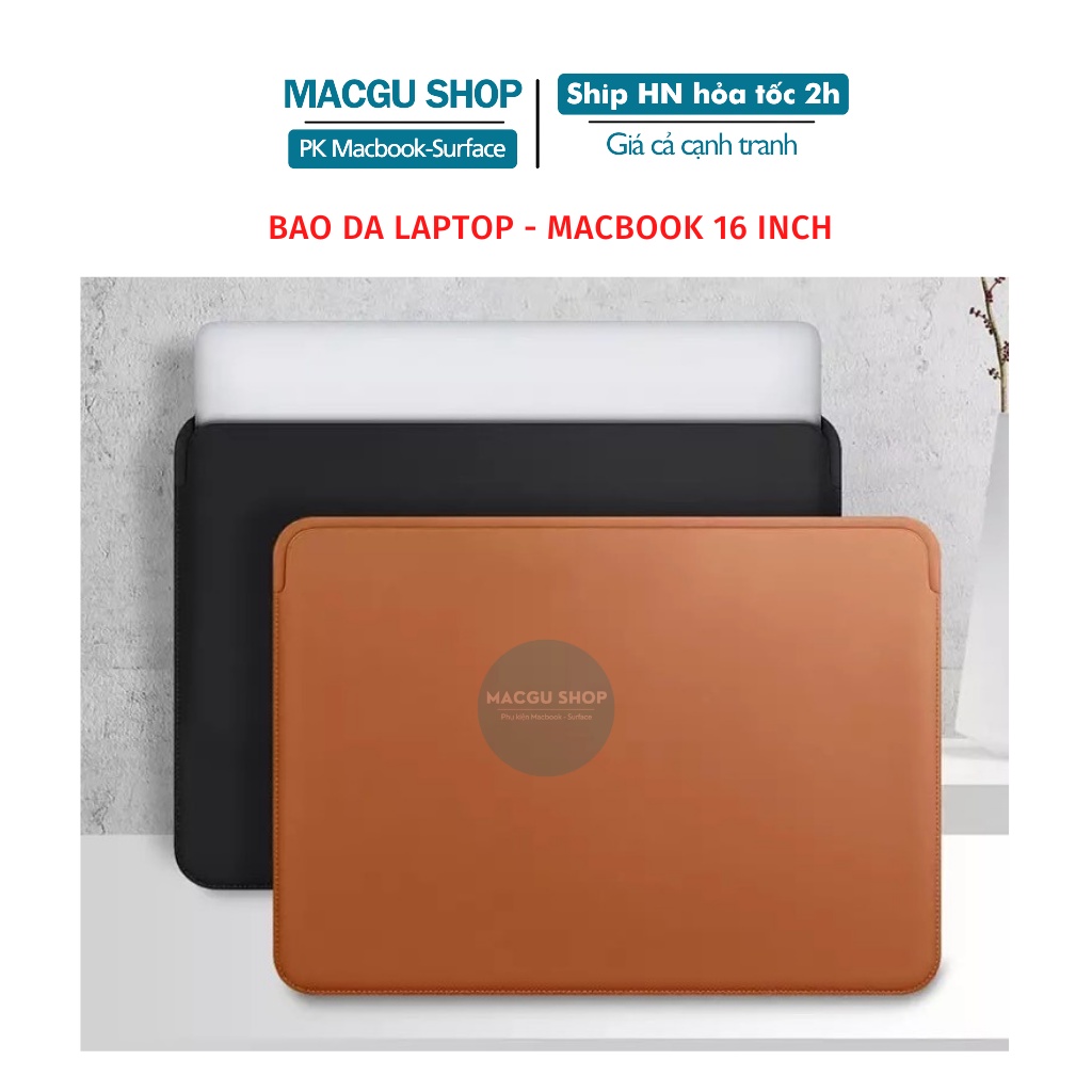 Bao da macbook 16inch mỏng nhẹ, chống trầy xước. Túi da laptop 14inch, 15inch, 16inch