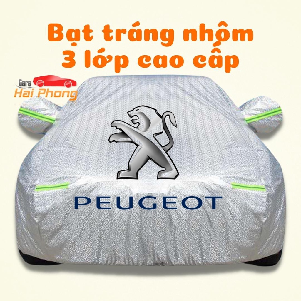 Bạt Phủ Xe Ô Tô PEUGEOT 2008, 3008, 5008, Traveller, Chất Liệu Bạt Tráng Nhôm 3 Lớp, Có Khóa Kéo Cửa Lái, Có Phản Quang