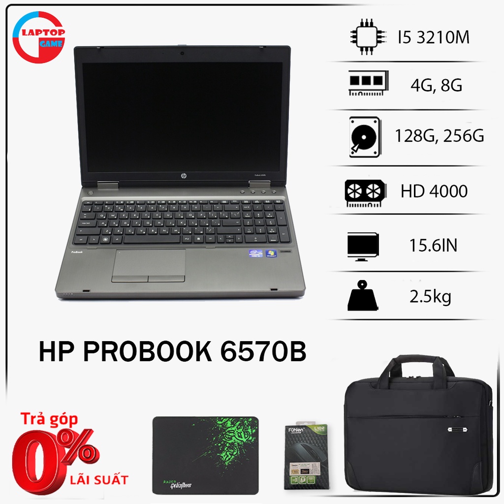 Laptop HP Probook 6570b (i5-3230M, 8G, 256G, 15.6IN) chơi fifa 4, pubg mobile , laptop