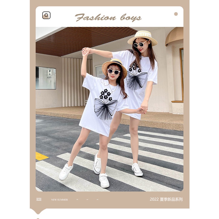 Áo Thun Ngắn Tay In Hoa Phong Cách Mới Cho Mẹ Và Bé