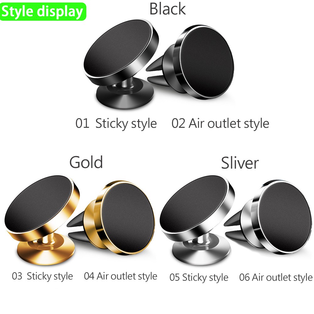 Giá Đỡ Điện Thoại Từ Tính Xoay 360 Độ Bằng Kim Loại Gắn Lỗ Thông Gió Xe Hơi° Kẹp Dính Xoay