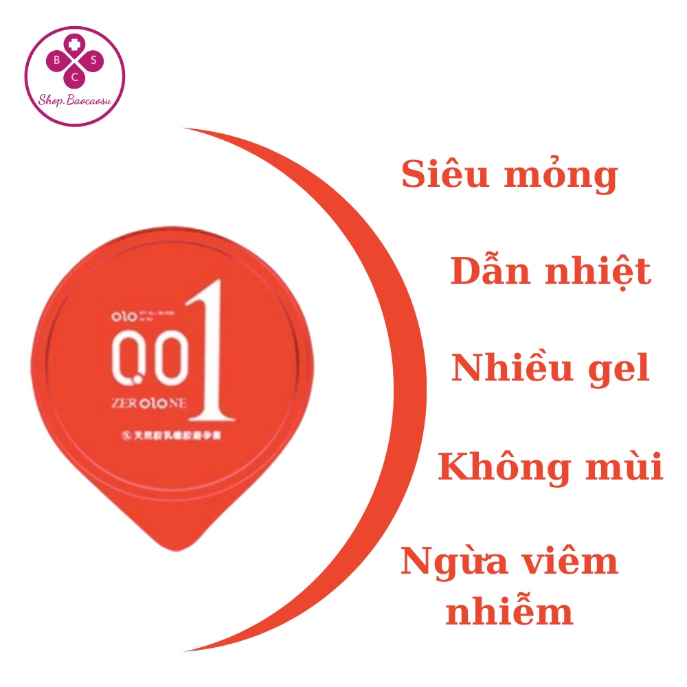 Bao cao su olo siêu mỏng 0.01 kéo dài thời gian bcs hộp 10 chiếc truyền nhiệt