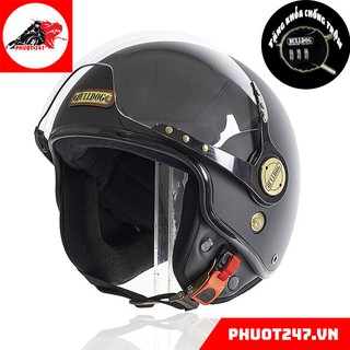 Mũ bảo hiểm 3/4 Bulldog Pom - Đen full