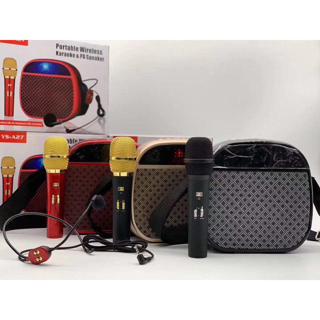 Loa bluetooth YS-A27 kèm 1 micro trợ giảng,1 micro không dây, Loa trợ giảng có micro, Máy trợ giảng, Loa karaoke kèm mic