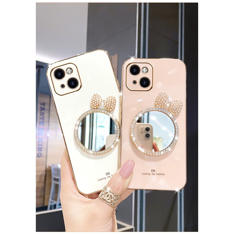 Ốp Điện Thoại Có Gương Trang Điểm 3d Cho iPhone 6 + 6s + 7 + 8 + xs max xr 11 pro max 12 pro max 13 pro max 14 + 14 pro max