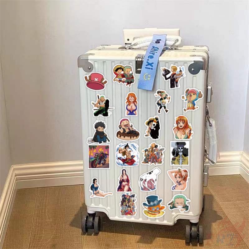 Bộ 50 sticker decal one piece Luffy chống thấm nước dán nón bảo hiểm , laptop , vali