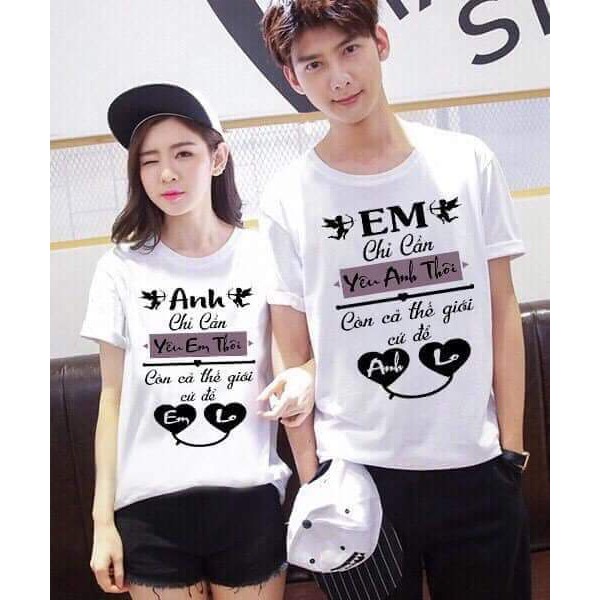 áo thun cặp in chữ (Em... Anh.....)