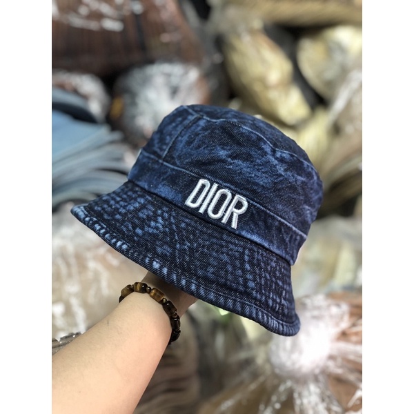 MŨ BUCKET JEAN THÊU LOGO TRẮNG CHỮ DR - MŨ VÀNH NAM NỮ