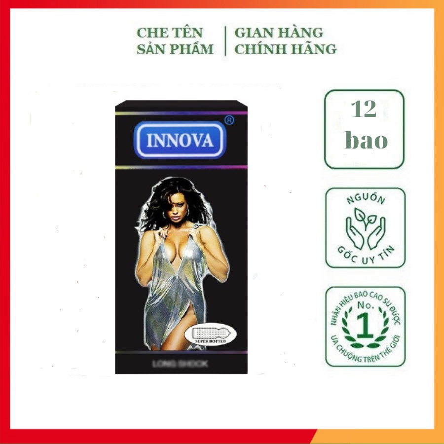 Bao cao su INNOVA đen cao cấp, bao cao su siêu mỏng, hộp 12 bao