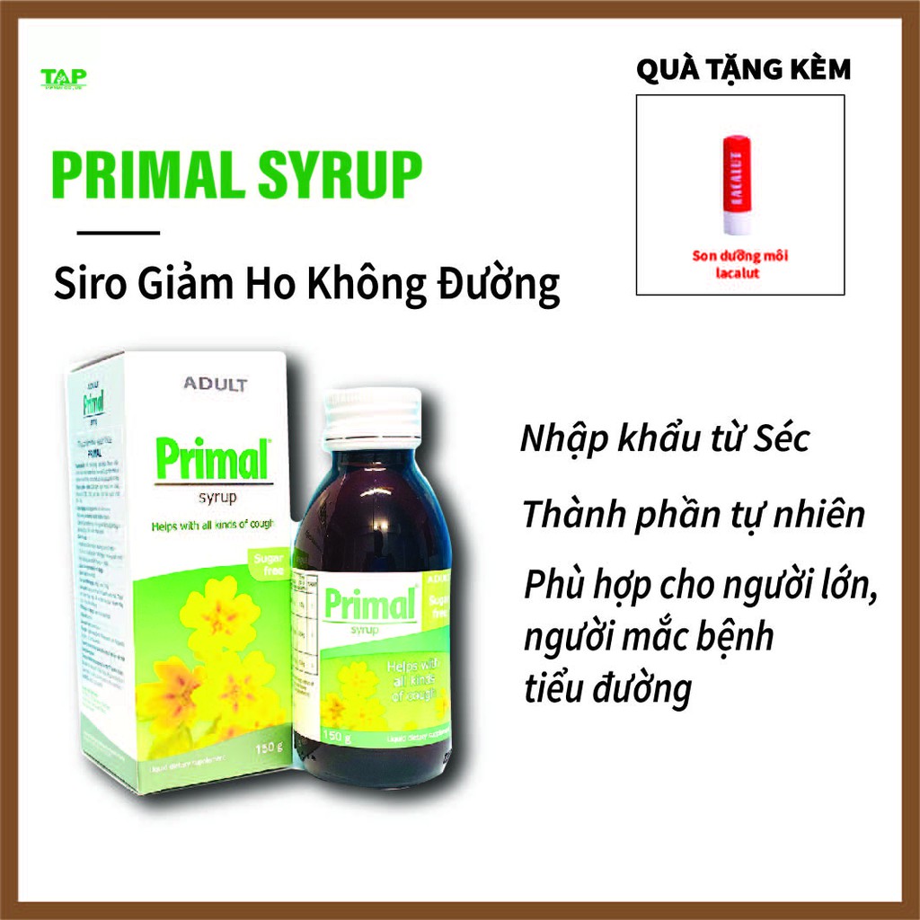 Siro Giảm Ho Không Đường Primal Syrup - Phù Hợp Với Người Tiểu Đường 150gr