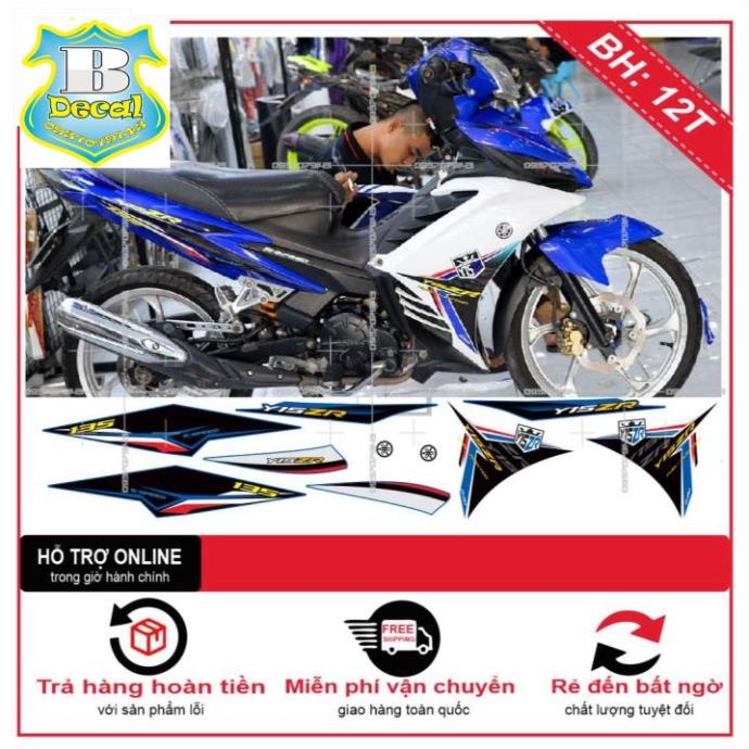 ( Quí khách vui lòng mang ra tiệm cho thợ dán ) Tem EX 2011 Y15ZR TRẮNG XANH DECAL BÌNHDƯƠNG [Bi Decal]
