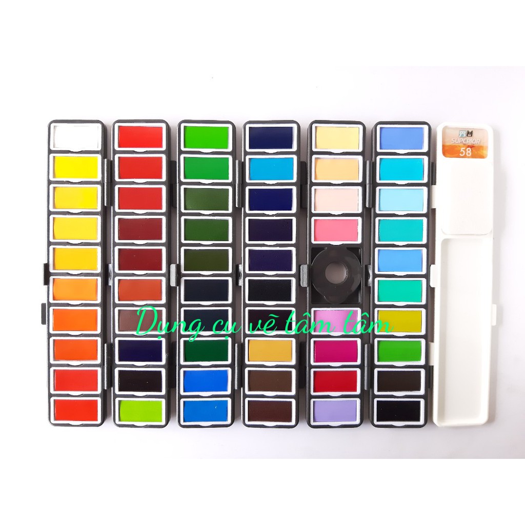 [ TÂM TÂM ]-Màu Nước Superior dạng gập, Foldable Soild watercolor (Tặng cọ nước)-