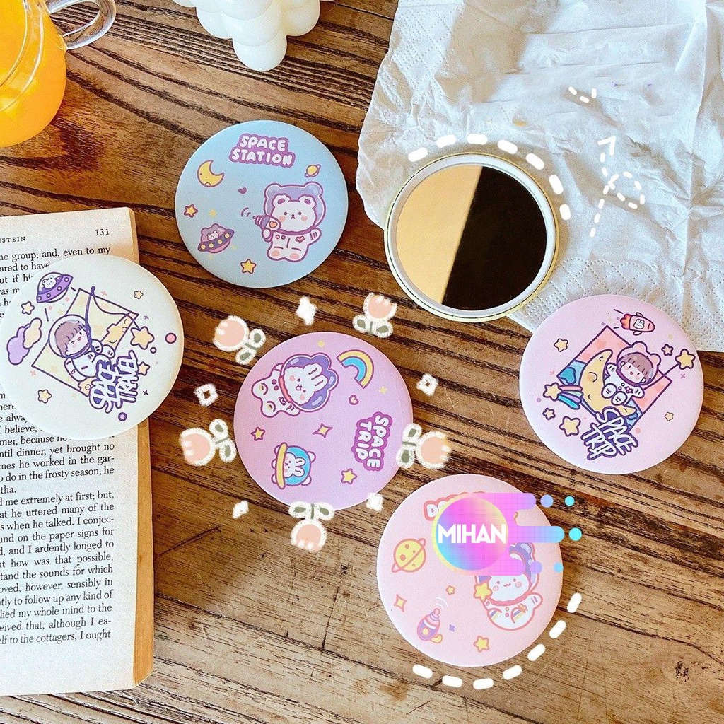 [Hàng mới về] Gương trang điểm mini Mihan1 hình tròn xinh xắn tiện dụng khi đi du lịch dành cho bé gái