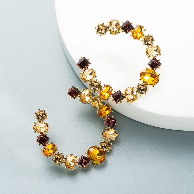 PINKDUDU Bông Tai Hình Chữ C / Vuông / Kính Cường Lực Bằng Kim Loại Phong Cách Boho Thời Trang Cho Nữ PD756