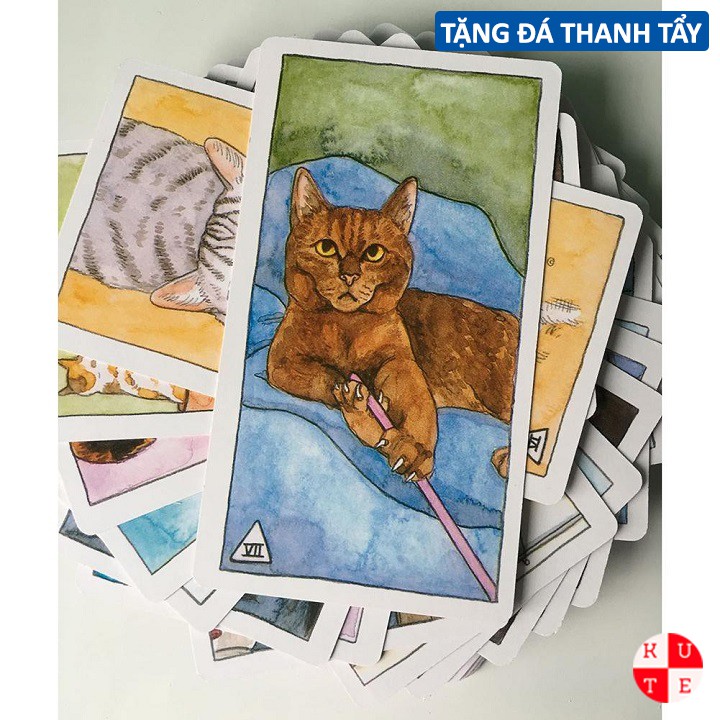 Bài Tarot Cat 78 Lá Bài Tặng File Tiếng Anh Và Đá Thanh Tẩy C33