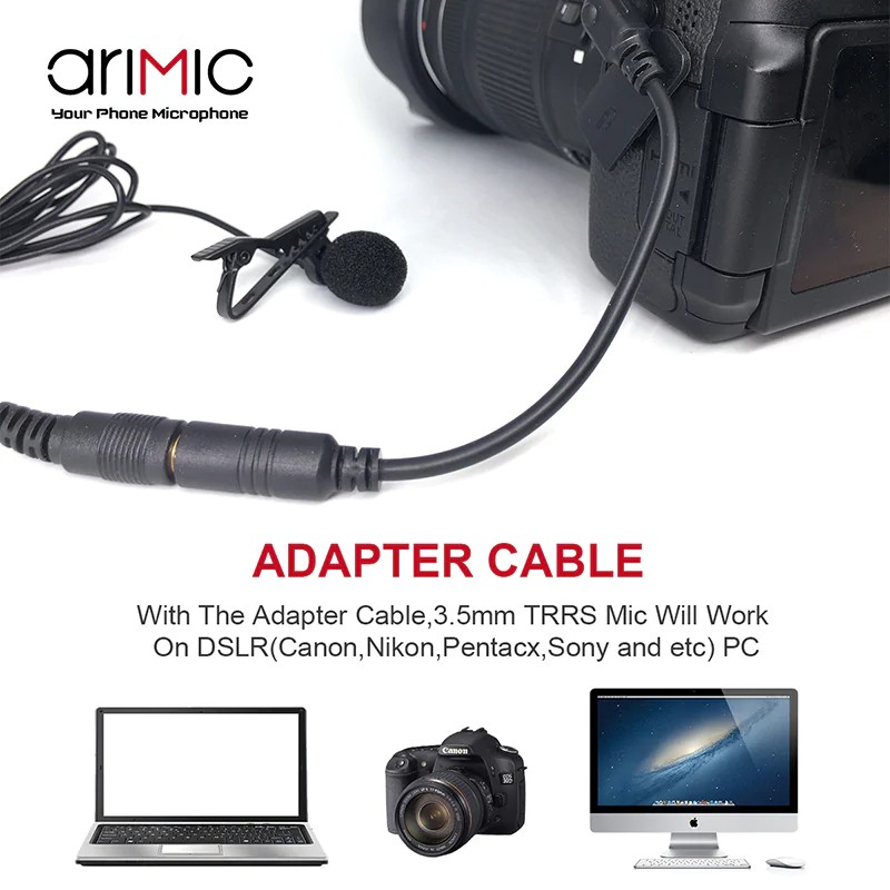 [Mã 155ELSALE giảm 7% đơn 300K] Micro cài áo 2 đầu mic AriMic Clip-on Dual Lavalier