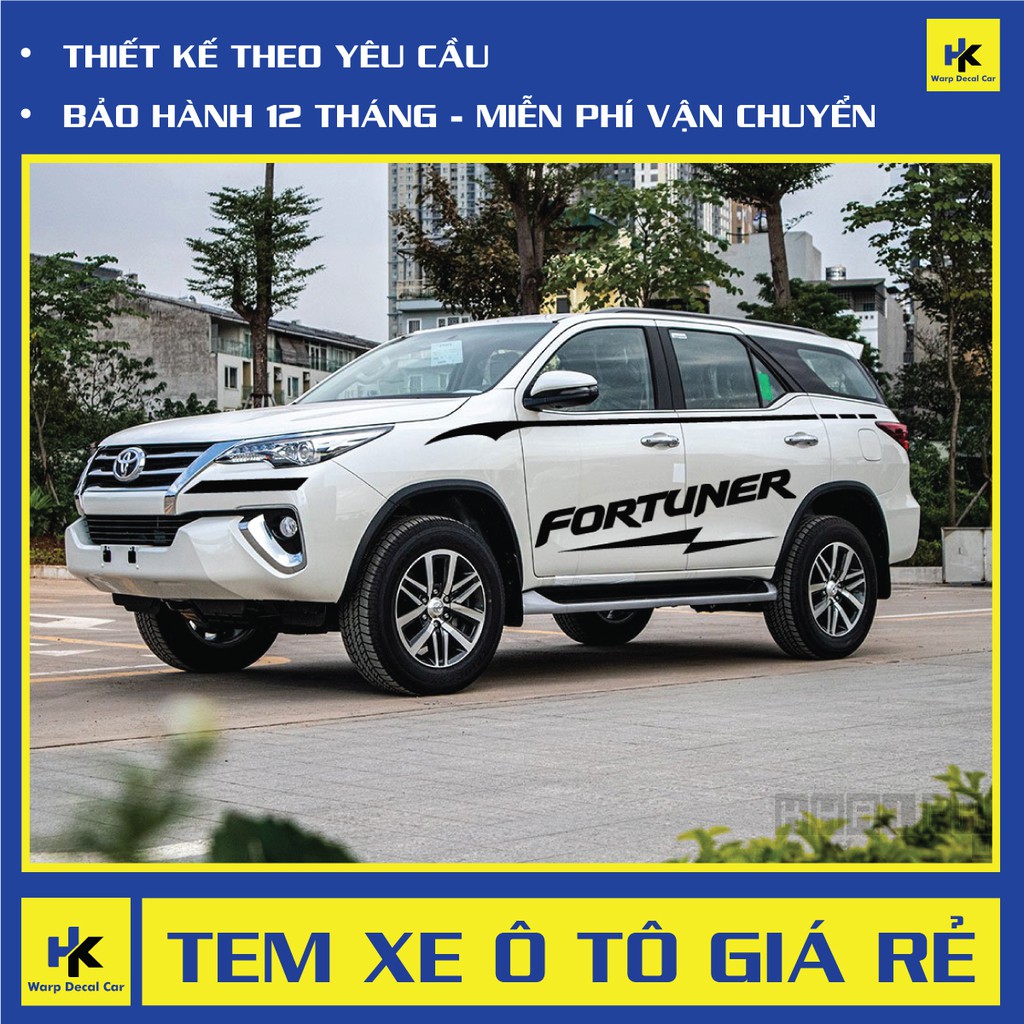 Tem xe Fortuner dán 2 bên sườn - tem xe ô tô giá rẻ hà nội