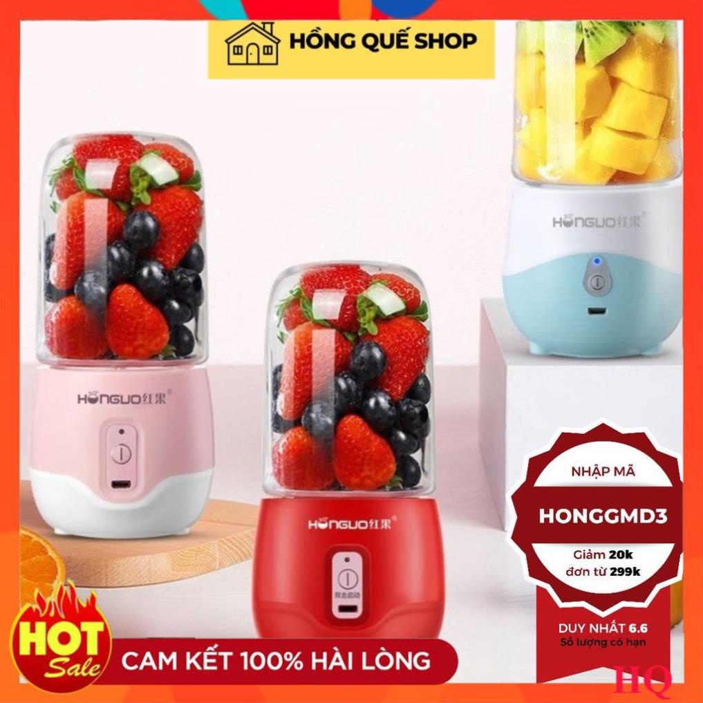 Máy Xay Sinh Tố Mini 6 lưỡi dao, Máy Ép Trái Cây Cầm Tay Cao Cấp Honguo Sạc Pin