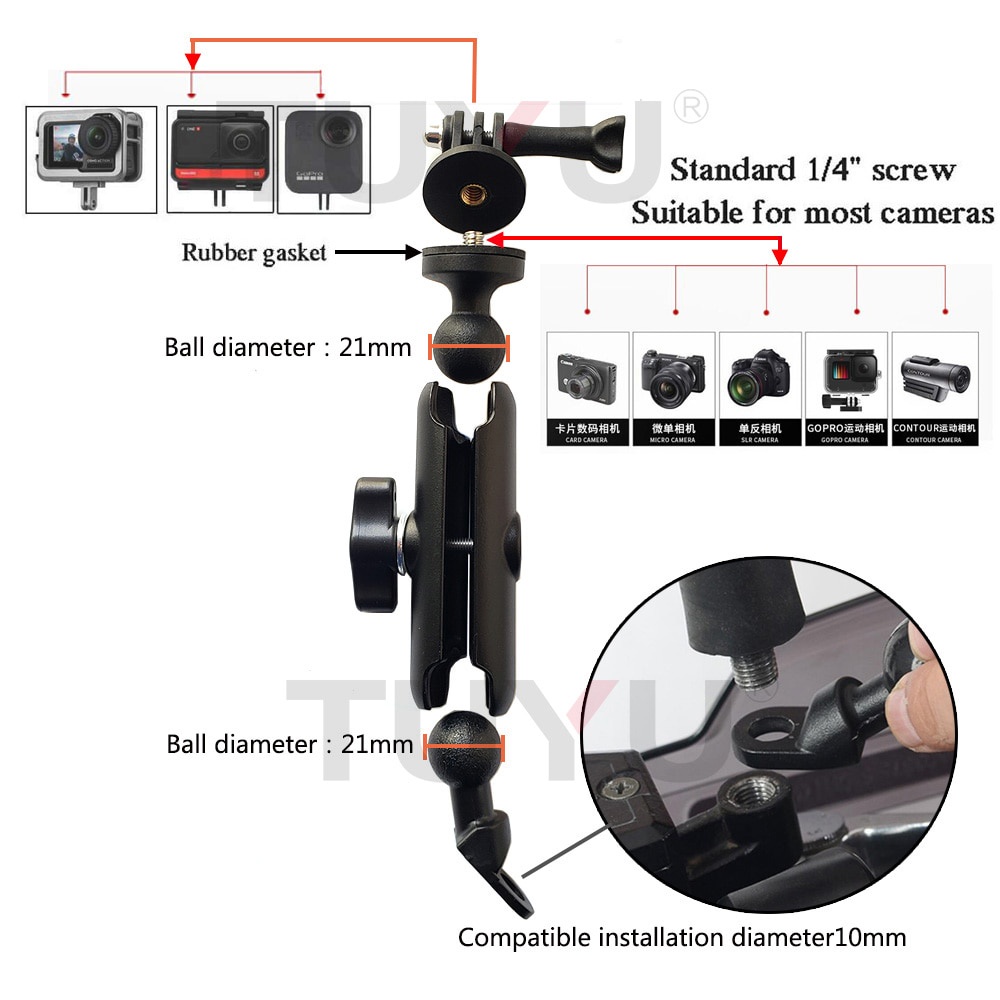 Giá Đỡ Camera Hành Trình GoPro Hero 9 / 8 / 7 / 6 / 5 insta 360 1 / 4 Bằng Kim Loại Gắn Tay Lái Xe Đạp / Xe Máy