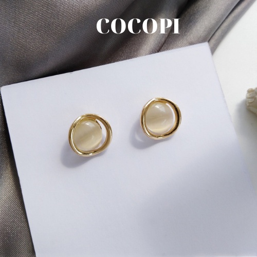Bông tai Khuyên tai bạc 925 dáng tròn phong cách Hàn Quốc COCOPI Accessories BT016