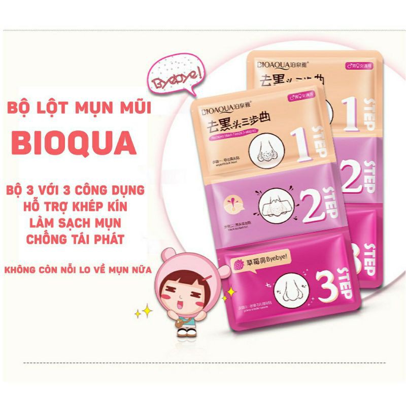 Set Lột 3 miếng Bioaqua - Siêu Phẩm Lột Mụn Đầu Đen Mũi