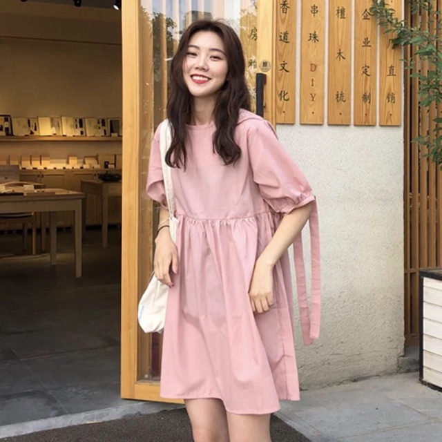 ☘️Váy thô baby doll xoè tầng cổ chéo Ulzzang style☘️ Hàng Quảng Châu