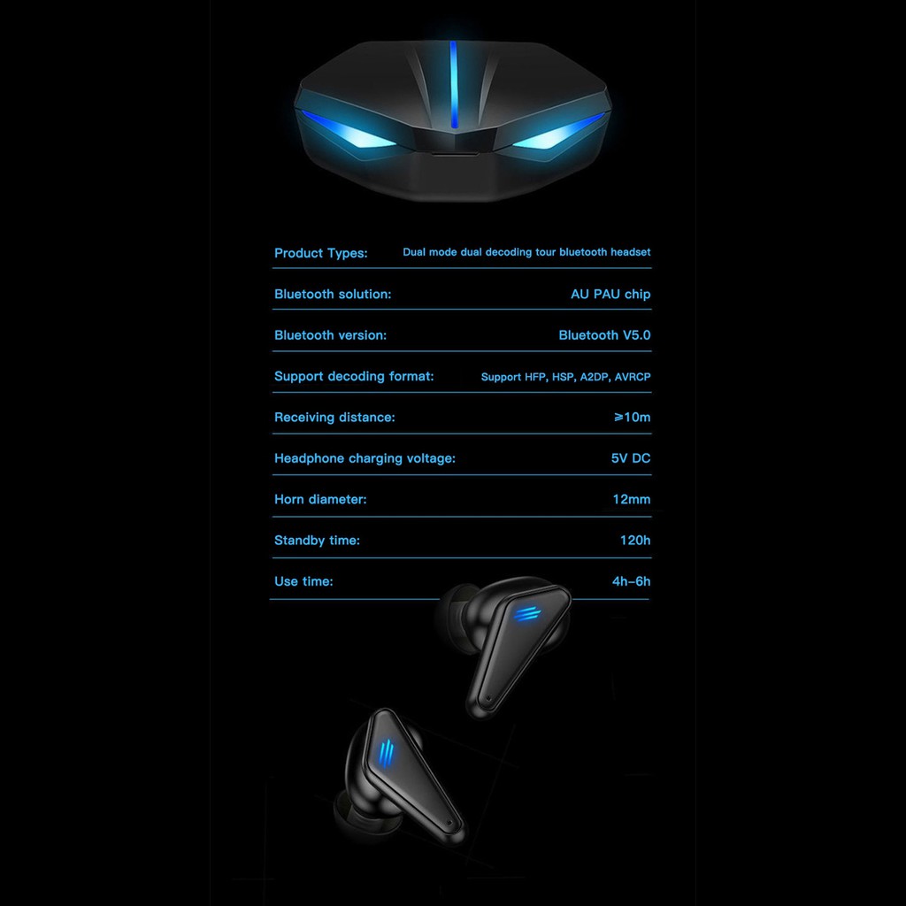 K55 Headphones Wireless Earbuds Noise reduction in-Ear Deep Bass for E-Sport