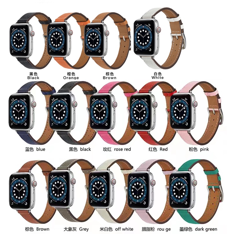 Dây Đeo Bằng Da Thật Mỏng Cho Đồng Hồ Apple Watch 45mm 41mm 44mm 40mm 38mm 42mm