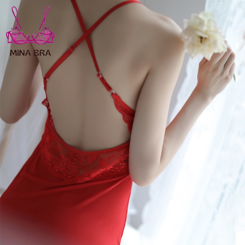 Váy Ngủ Đẹp Dễ Thương Ren 2 Dây Sexy Gợi Cảm Xuyên Thấu Quần Lọt Khe Quyến Rũ Cao Cấp Thời Trang MINABRA KL03 đỏ | BigBuy360 - bigbuy360.vn